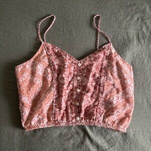 American Eagle Floral Button-Up Tank Top